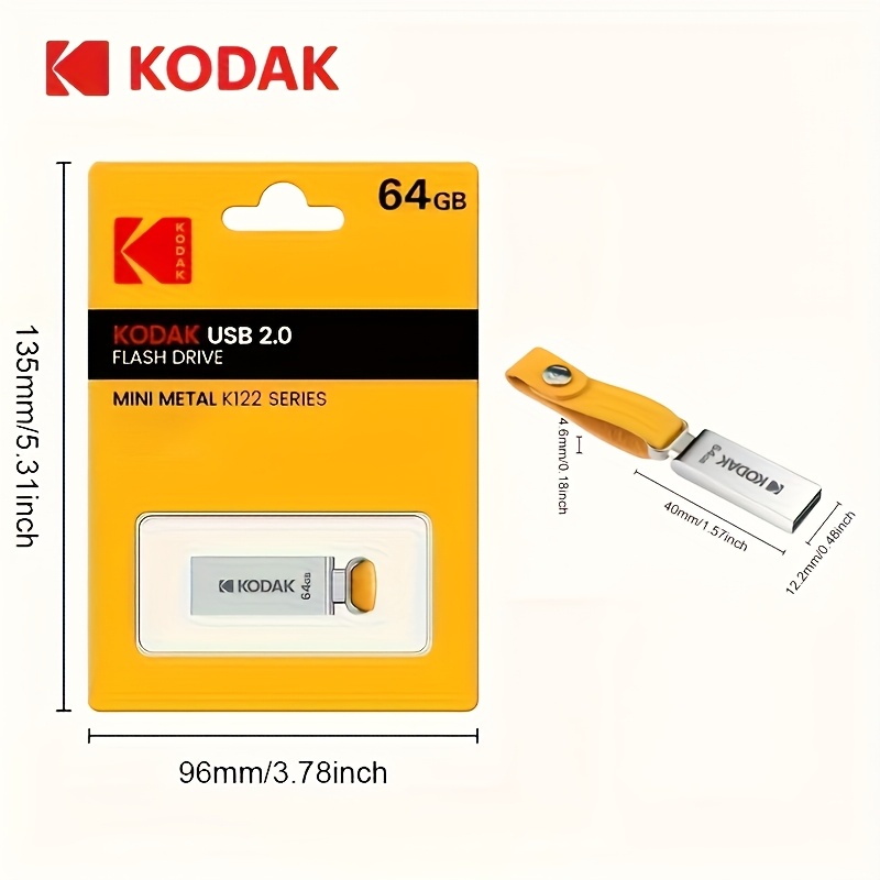 Kodak USB-Flash-Laufwerk aus Metall, 32 GB/64 GB/128 GB USB 2.0, tragbares USB-Speicherlaufwerk für Automusik, geeignet für den Geschäfts- und Bürogebrauch