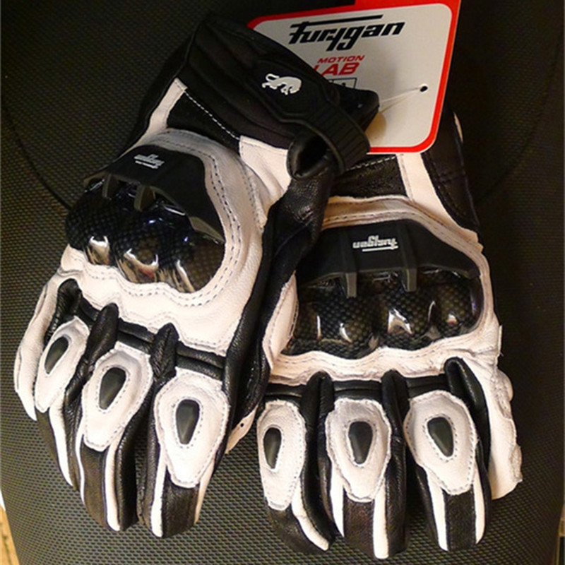 Guanti da moto in pelle AFS 6 Guanti protettivi in fibra di carbonio da uomo Guanti da moto da motocross neri Guanti da equitazione da corsa M-XXL