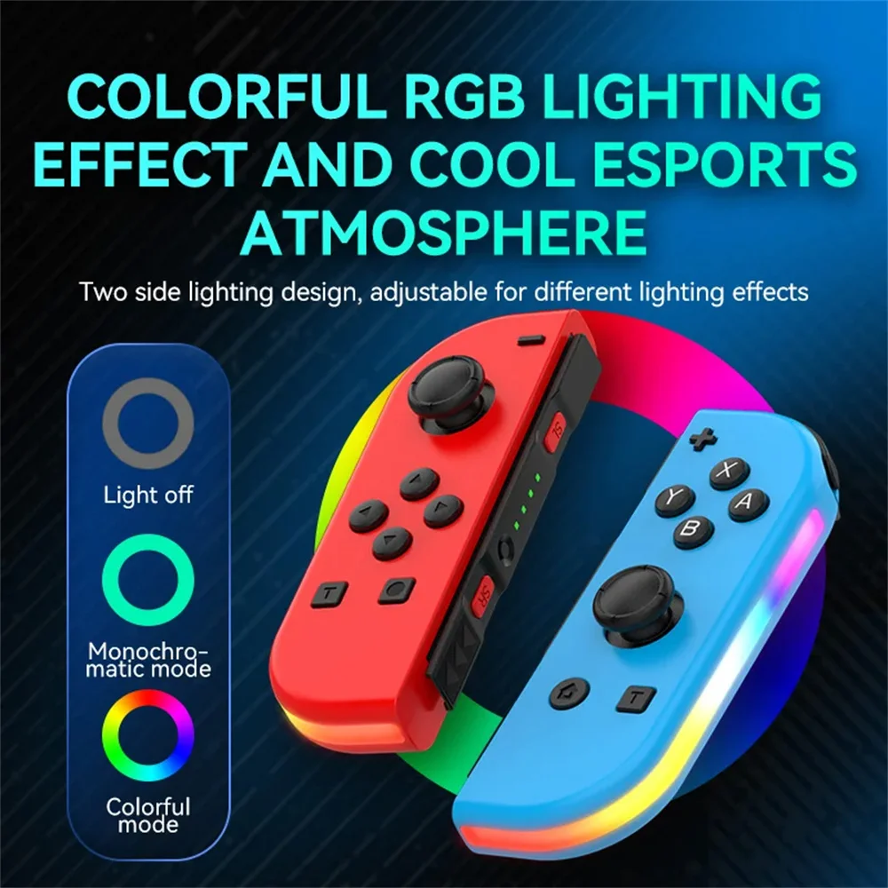 BT 5,2 Joy Controller RGB LED Switch L/R Joypad para Nintendo Switch/Lite/Oled JoyCon Gamepads Joystick con doble vibración