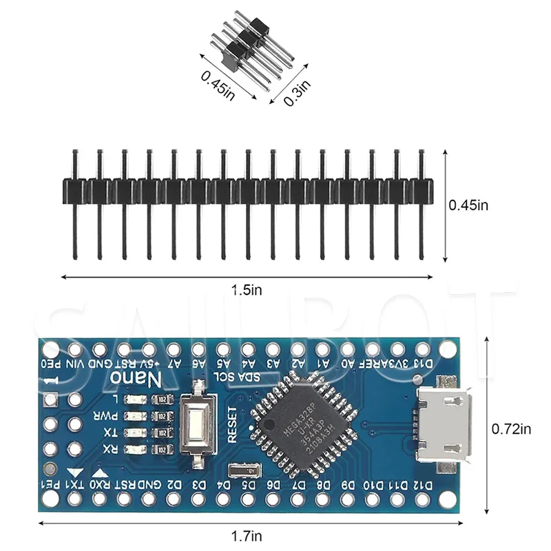 10-1PCS Nano 3.0 With the bootloader compatible controller CH340 USB driver Mini / Type-C / Micro 16Mhz ATMEGA328P for Arduino