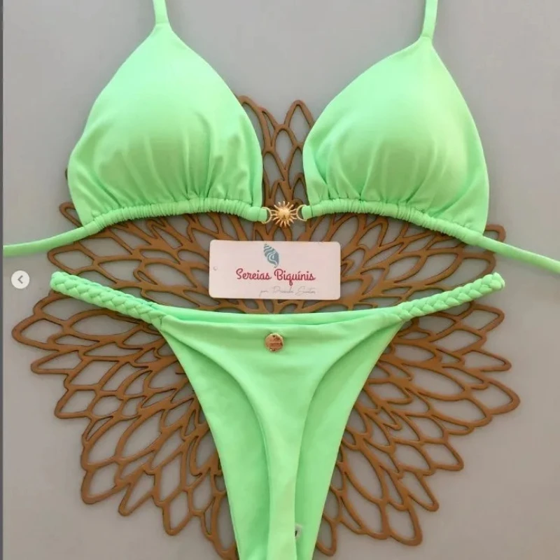 Imprimer Sexy Bikini Ensembles Licou À Lacets Hauts Tongs Style Plage Maillot de bain Y2k Maillots De Bain Femmes Maillots De Bain Куjavник Ж Salah 2025