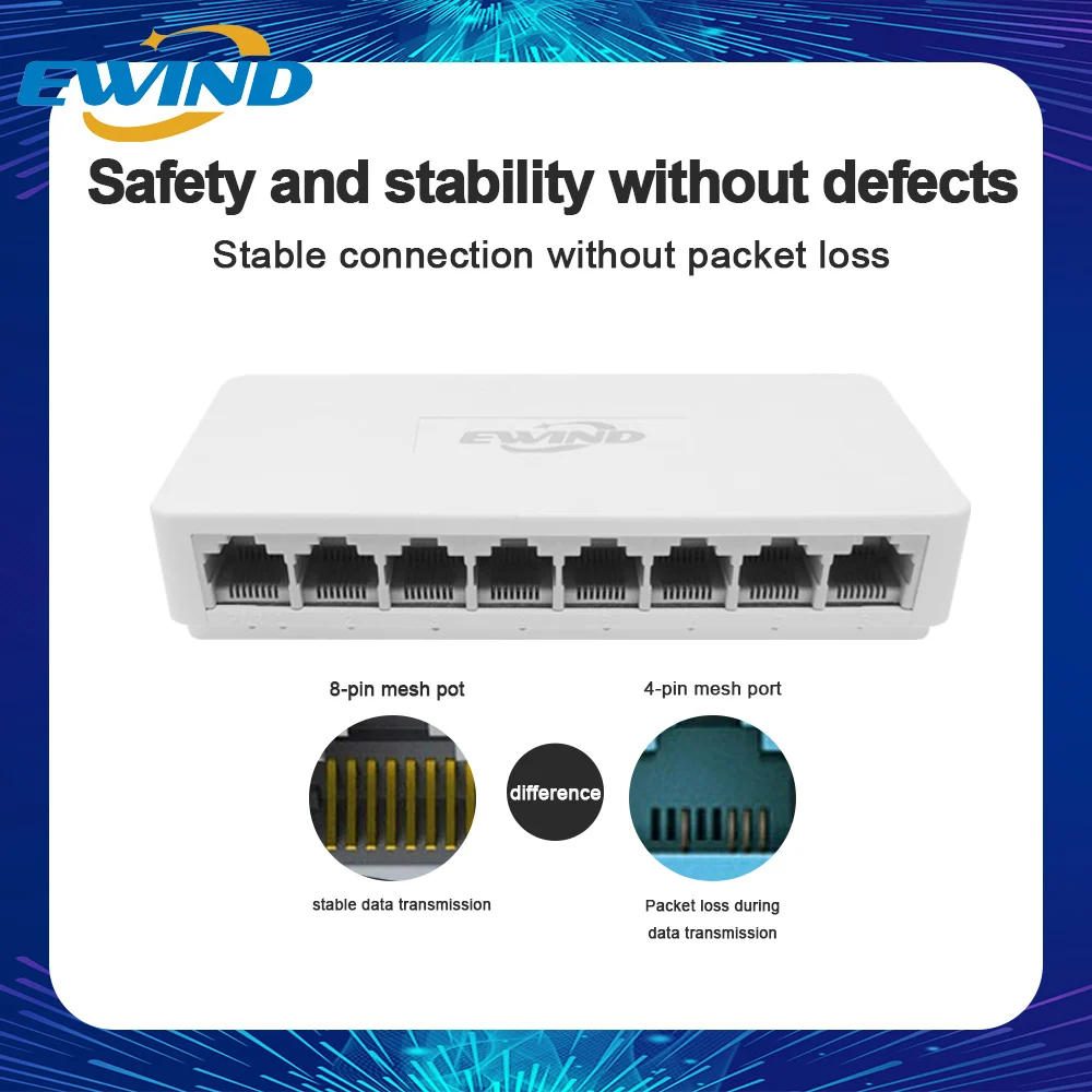 10/100/1000 Mbit/s Voll-Gigabit-Netzwerk-Ethernet-Switch 5/8 Ports RJ45-Port 10/100 Mbit/s Fast Network Switch Ethernet