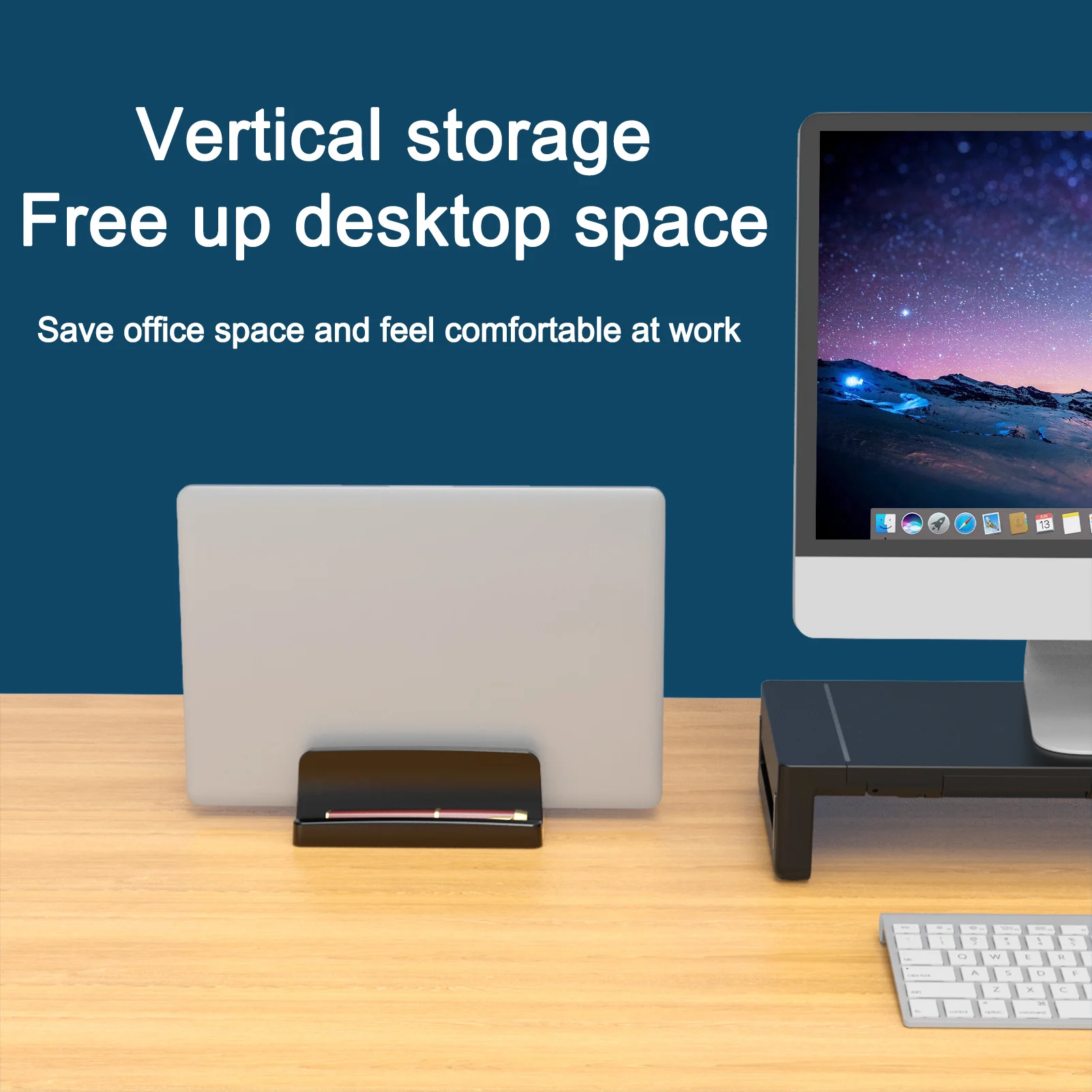 Soporte vertical para computadora portátil para escritorio, soporte de plástico para computadora portátil con ranuras duales con diseño que ahorra espacio, soporte para computadora portátil compatible con MacBook