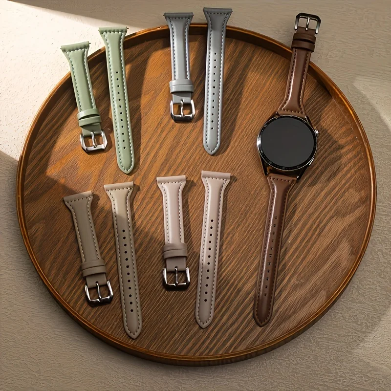 Pulseira de relógio de couro fino para samsung galaxy watch 7/5/pro/fe/4-6 pulseira clássica huawei watch gt 4-2e-2-3 pro 20mm 22mm banda