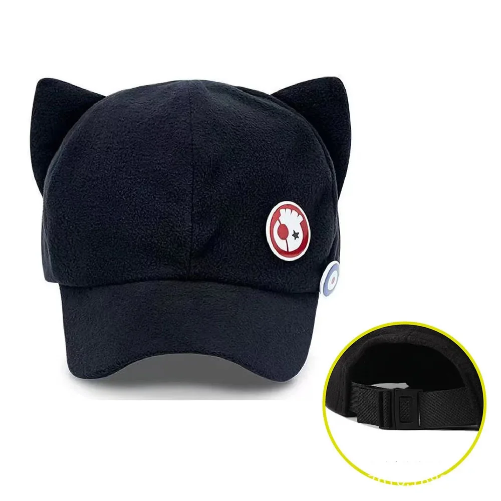 Casquette de Baseball épaisse avec oreilles de chat, chapeau de Protection pare-soleil noir pour garçons et filles, réglable