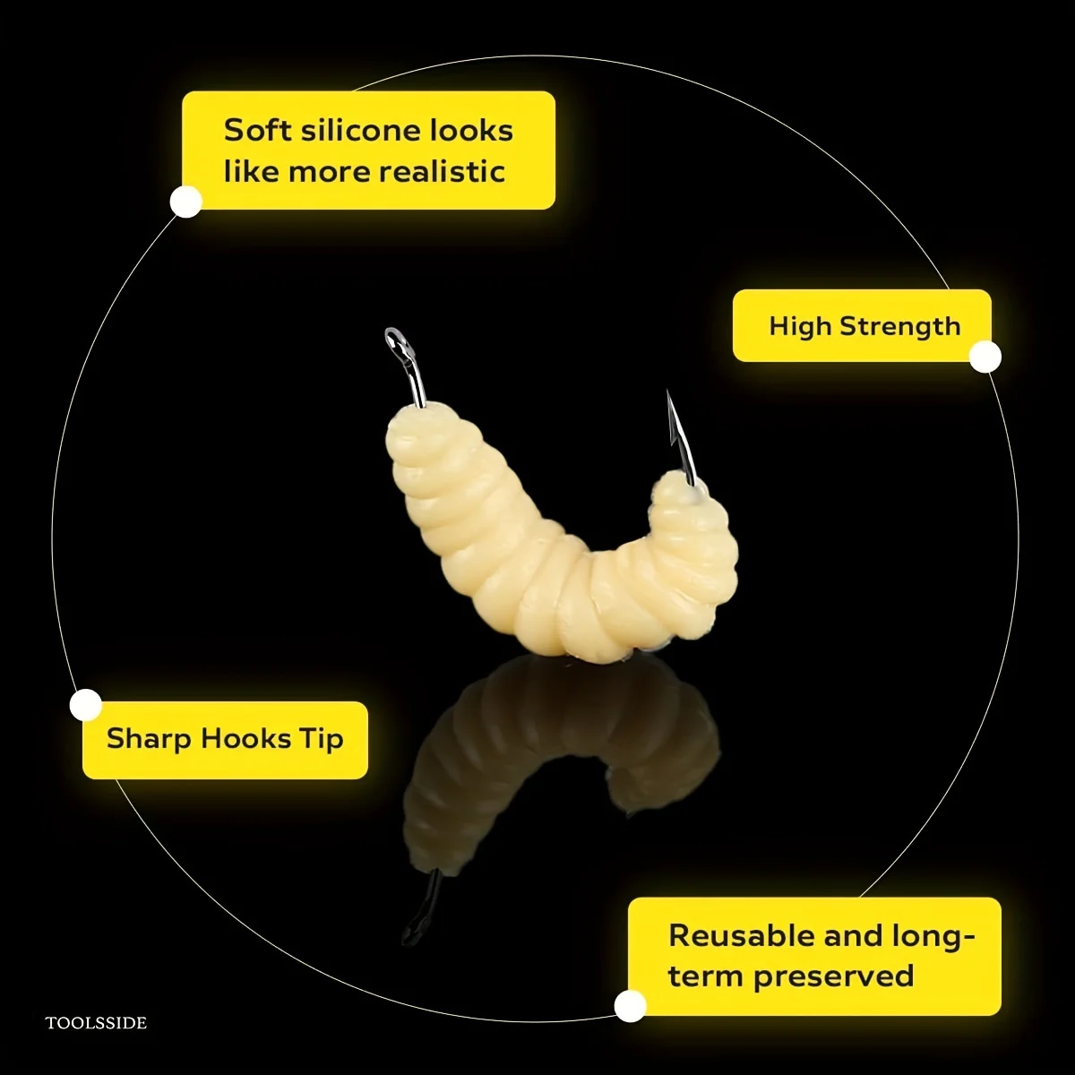 50pcs Soft Worm Bread Worm Maggot เหยื่ออ่อนปลาเหยื่อปากม้าปลาเหยื่อตกปลา Bionic เหยื่อขนมปังหนอนไม่มีตะขอ