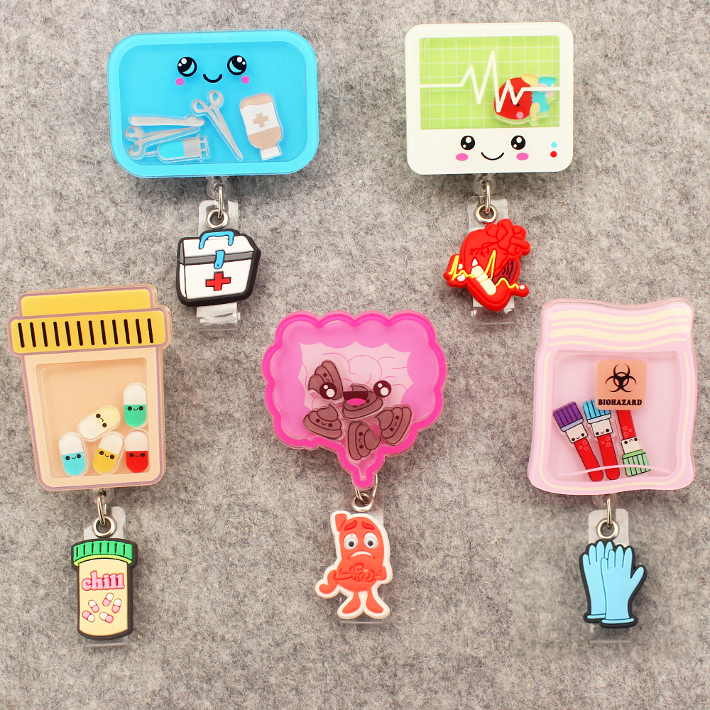 Carrete de insignia de estilo médico creativo móvil internamente, soporte de identificación para enfermera y Doctor, accesorio retráctil para tarjetas de nombre para niña y niño