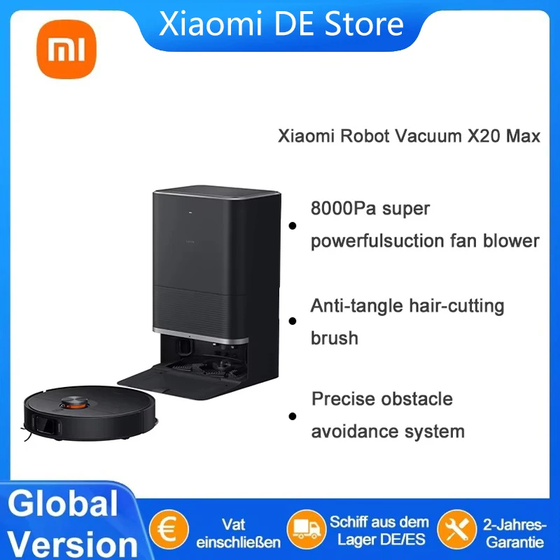Global Version Xiaomi Robot Vacuum X20 Max Voice Control Automatic Dust Collection Whole House Scan Hair Liquid Cleaning