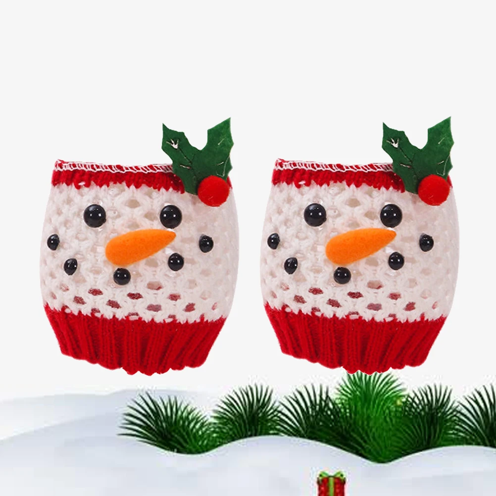 Penutup Botol Natal Bentuk Manusia Salju Bahan Kain Berkualitas Dekorasi Meriah Perlengkapan Bar Dapur Hadiah Pesta Liburan