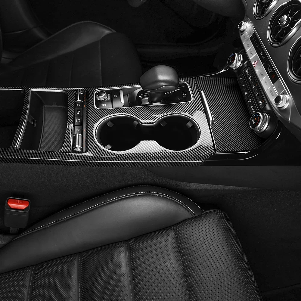 สําหรับKia Stinger 2018-2023 คอนโซลกลางอัตโนมัติภายในคอนโซลเกียร์Shift Centralถ้วยน้ํากล่องเก็บกรอบLHD/RHD