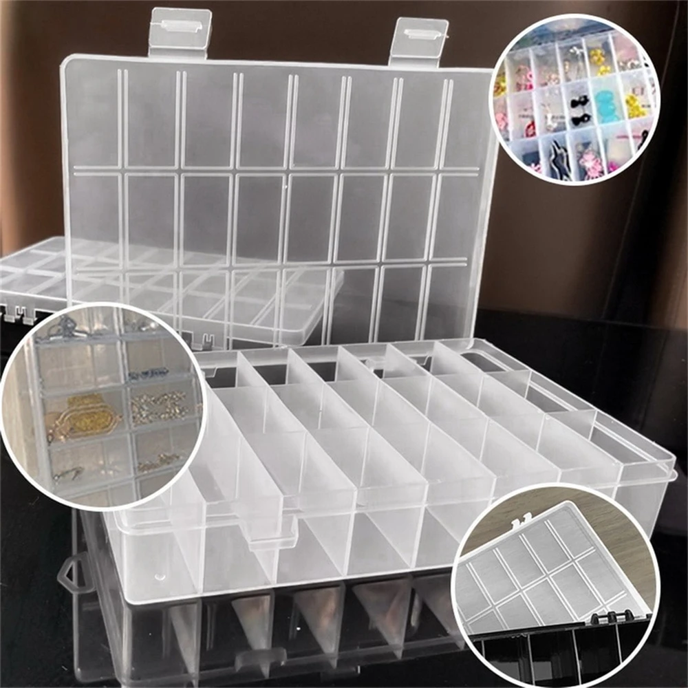 1 confezione di scatole di immagazzinaggio in plastica 24 griglie contenitore di plastica trasparente con vano portaoggetti per artigianato, perline, gioielli, articoli