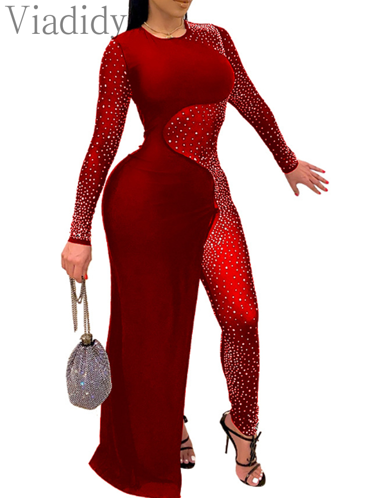 Frauen Sexy Mesh Strass Unregelmäßige Dünne Overalls