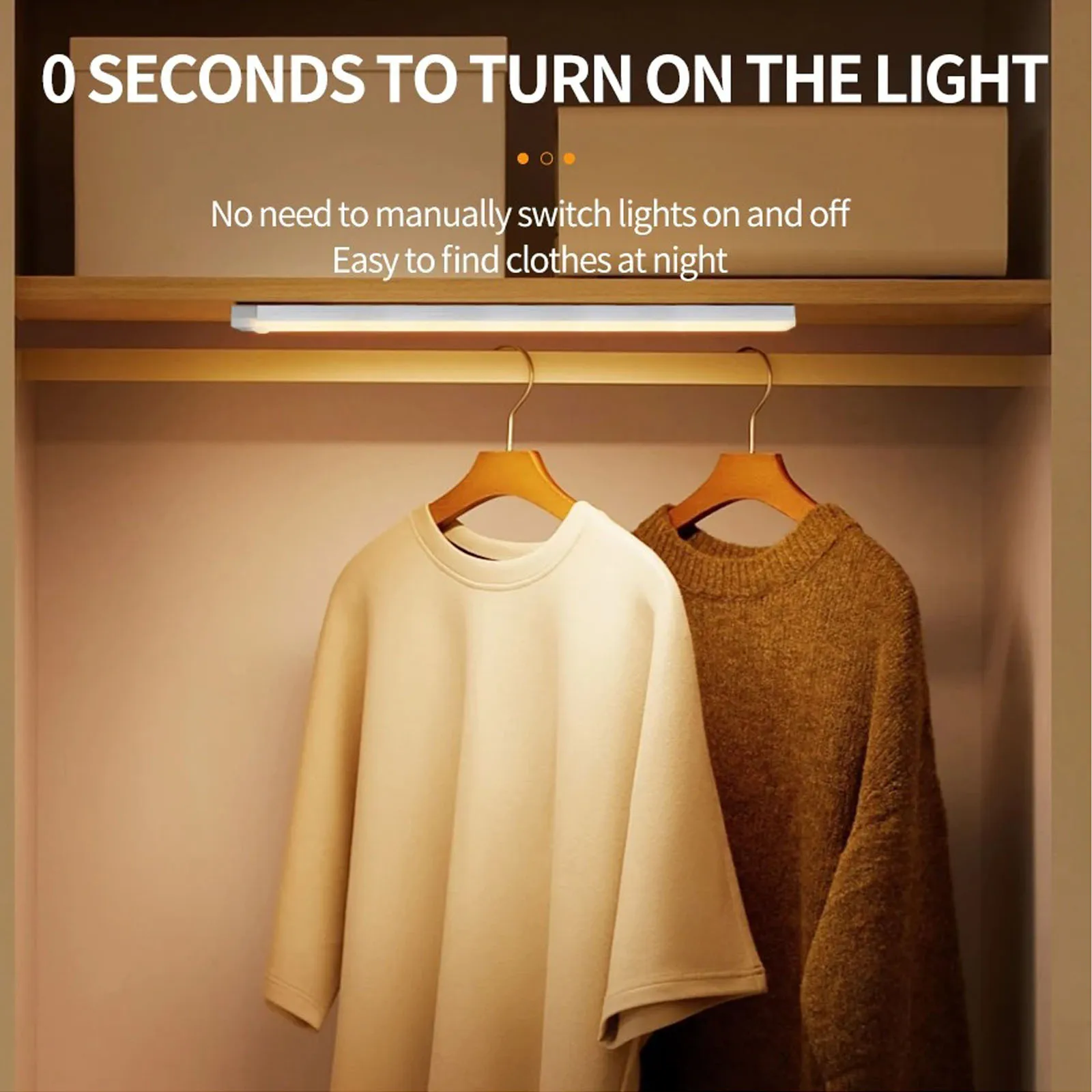 Luce per armadio con sensore di movimento a LED Luce notturna a induzione ricaricabile USB Lampada per rilevatore portatile wireless Retroilluminazione per scale da cucina