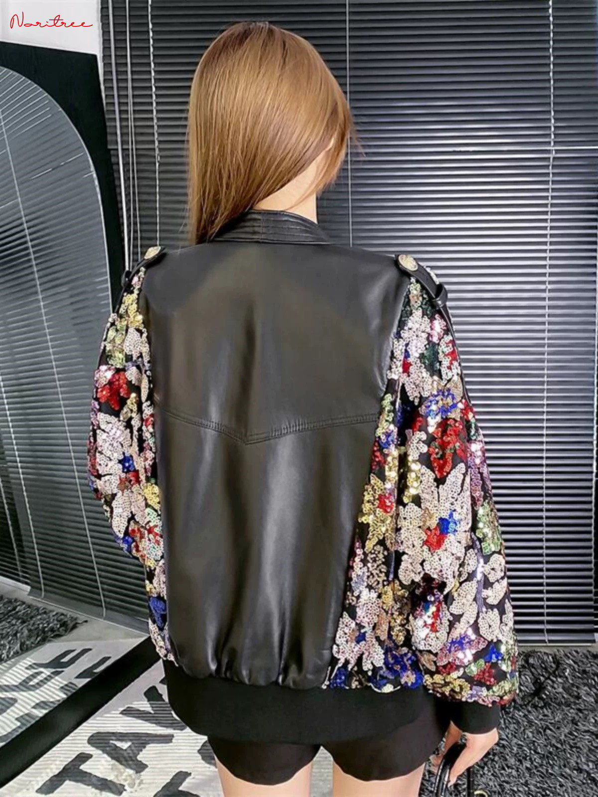 女性のための本革のジャケット,きらびやかなスパンコールビーズ,自然な羊,柔らかいアウターウェア,ファッション,wy2082