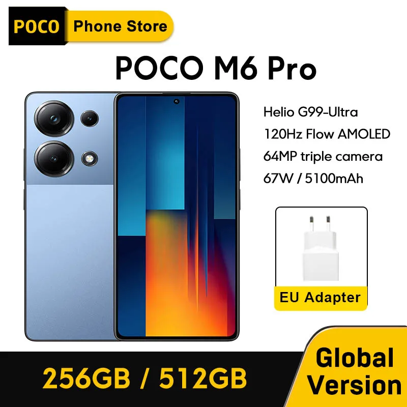 Global Version POCO M6 Proสมาร์ทโฟนHelio G99 Ultra 64MP Tripleกล้อง 67W Turboชาร์จ 5000MAhแบตเตอรี่ 120HzจอแสดงผลAMOLED
