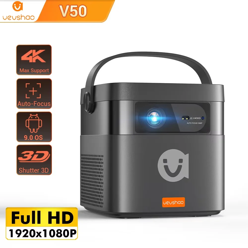 Vevshao V50 3D Mini proyector portátil 4K HD LED WiFi 1080P películas vídeo DLP proyectores de cine en casa con batería de 15000mAh