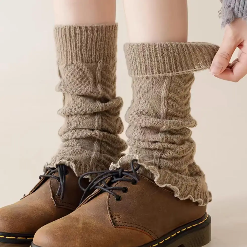 ผู้หญิงขายาวอุ่น Lolita ถักโครเชต์ถุงเท้า BOOT Cuffs ถุงเท้าหนาฤดูหนาว WARM BOOT COVER PARTY แขนเข่า