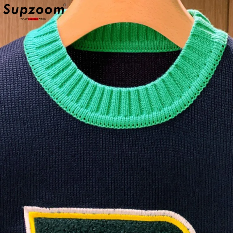 Supzoom Neue Ankunft Top Mode Oansatz Pullover Applikationen Marke Kleidung Bestickt Net Rot Warme Beiläufige Gestrickte Männer Pullover