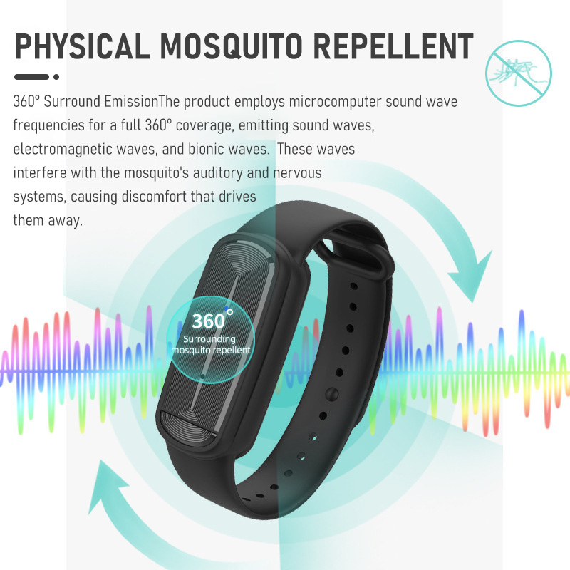 Ultrasonic eletrônico Mosquito Prevention Bracelet, leve, adequado para adultos e crianças