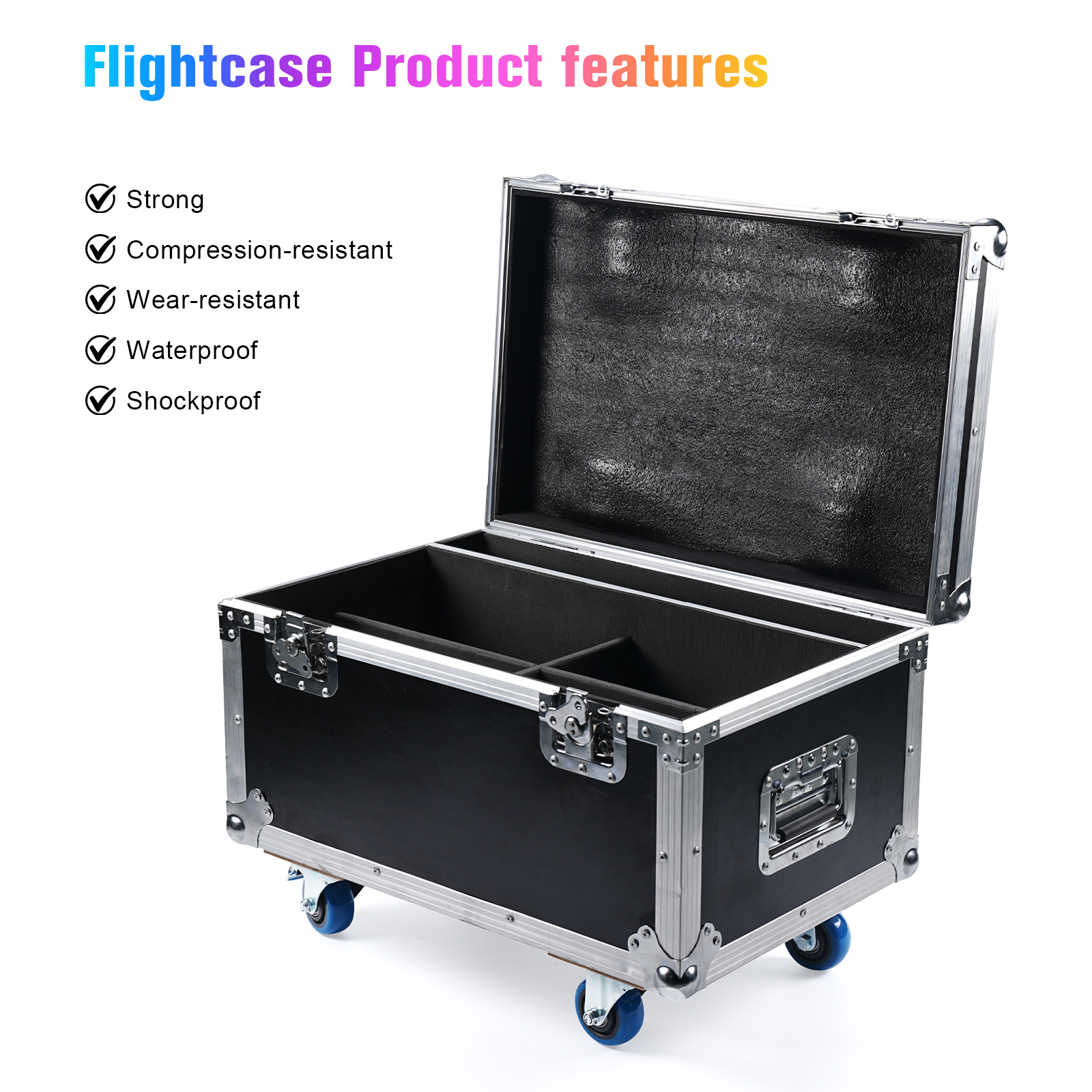 Yiflamefly Big Size Airline-Koffer, robustes Gator-Koffer mit integriertem Ringgriff für 18-LED-Par-Licht, Bühnenlicht, Flycase