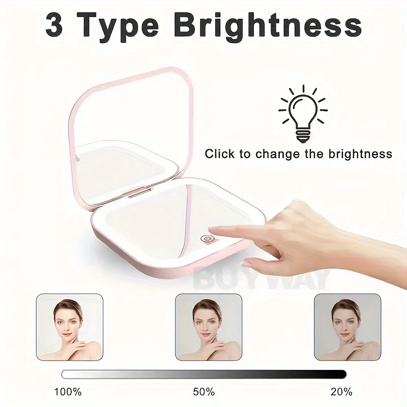 Mini specchio per trucco cosmetico con luci Specchio cosmetico tascabile compatto a LED portatile pieghevole da viaggio Regali con ingrandimento 2X