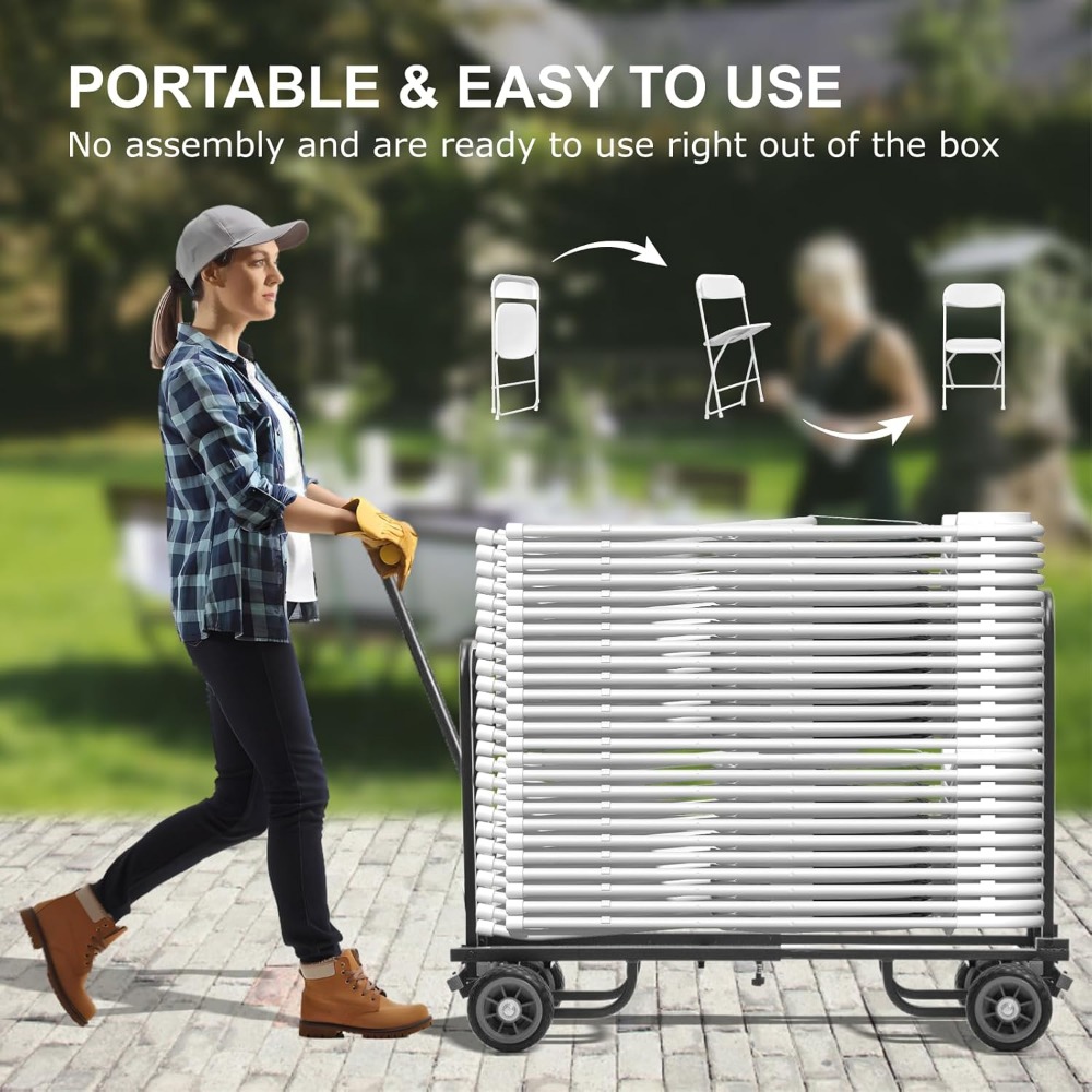 20 Pack White Folding Chairs, Plastic Folding Chairs Outdoor Indoor, 350lb Capacity,Portable Event Chair, Lightweight Folding Ch