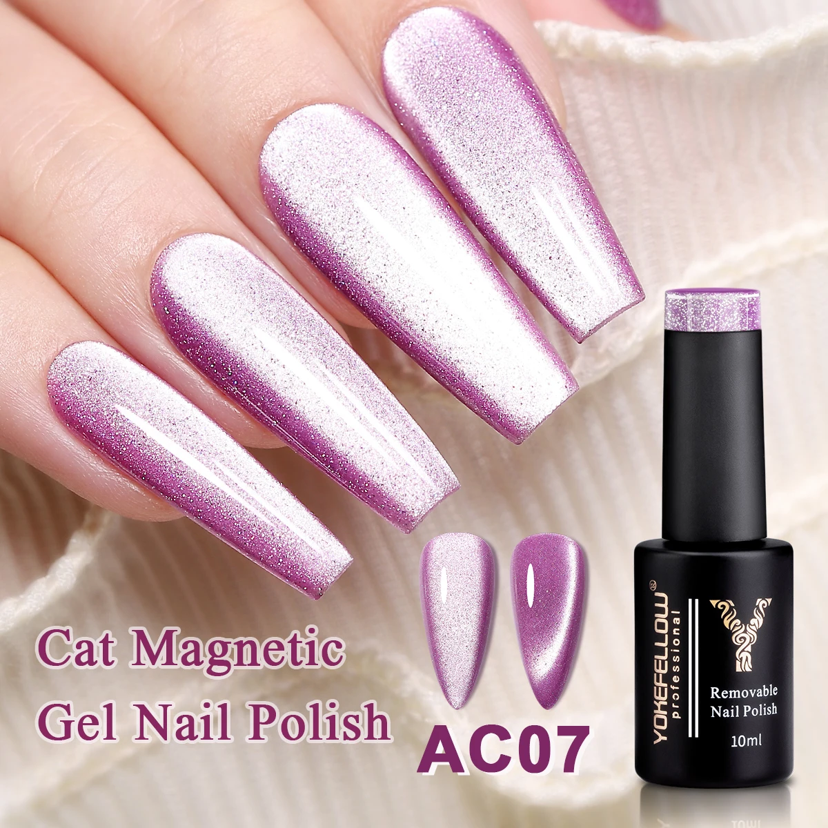 Yokefellow-esmalte de Gel magnético 9D para uñas, barniz semipermanente para manicura, con purpurina arcoíris, 10ml