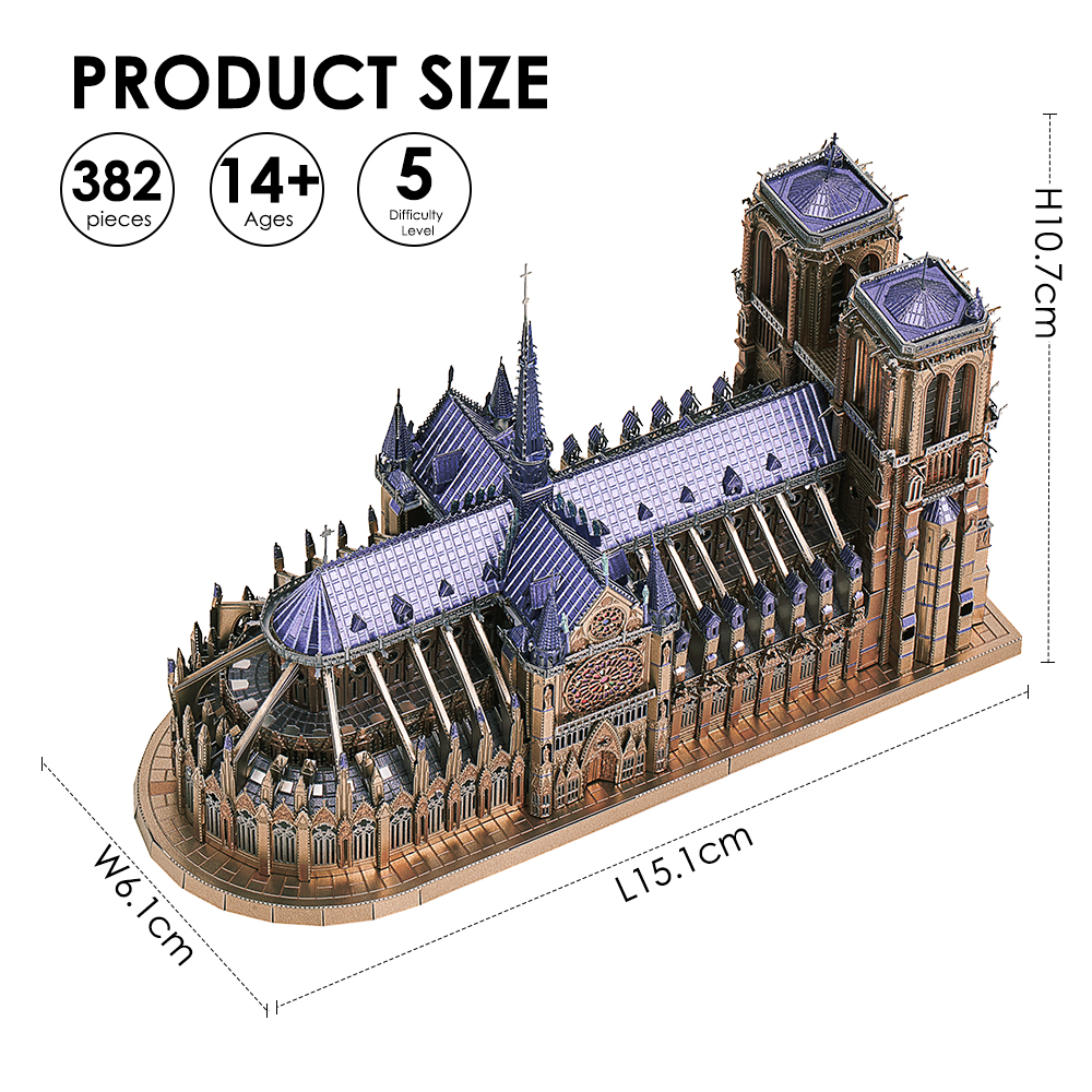Piececool 3D Kim Loại Xếp Hình Nhà Thờ Đức Bà Paris Xây Dựng Mô Hình Bộ Dụng Cụ DIY Ghép Thanh Thiếu Niên Đồ Chơi Bộ Mô Hình Cho Trí Não teaser