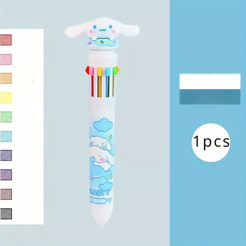 Sanrio Cartoon-Kugelschreiber, 1/6 Stück, Kuromi Hello Kitty Cinnamoroll, 10 Farben, 0,7, Schule, Studenten, Schreibwaren, Zeichnen, Schreibmarkierungsstift