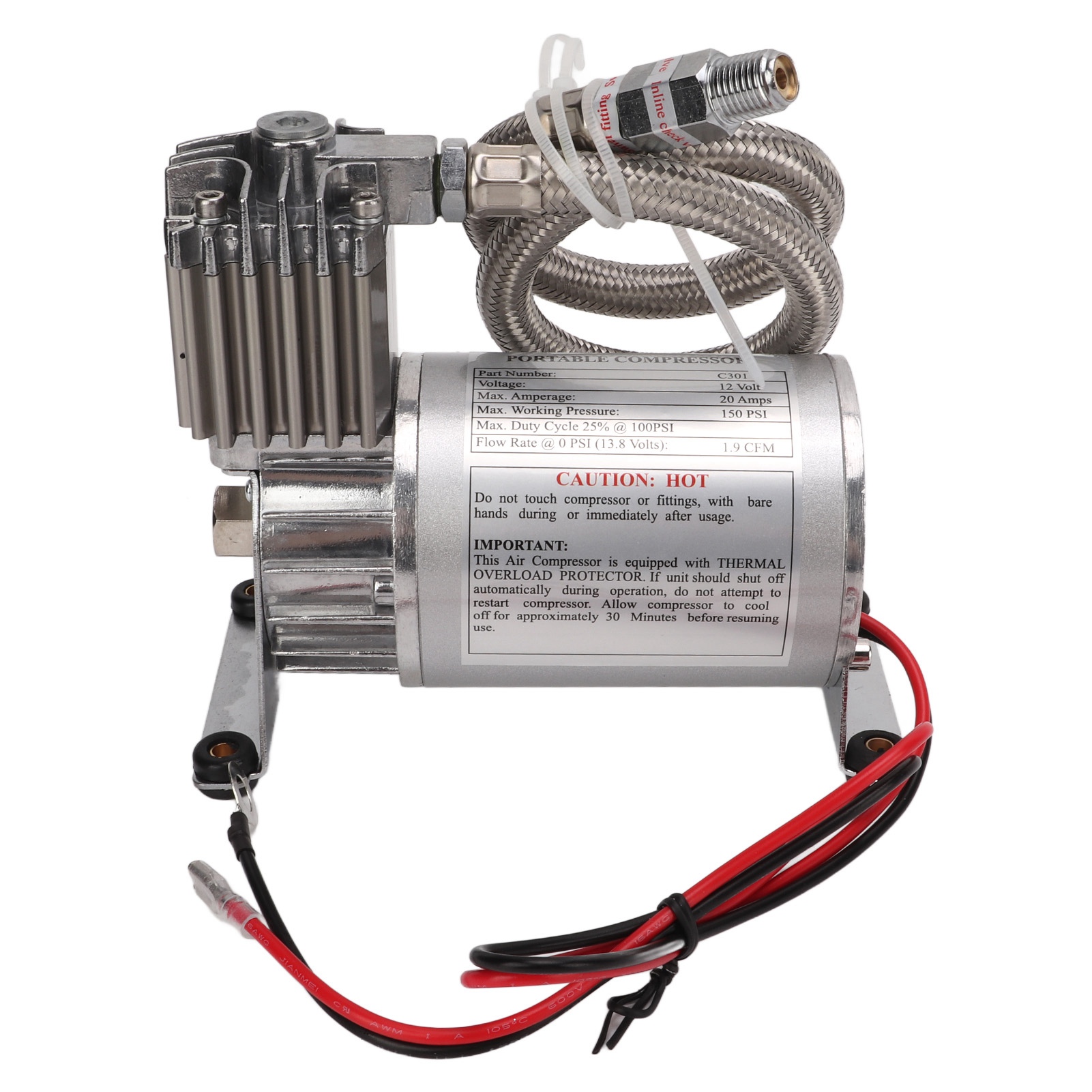 Compressor de ar resistente universal para caminhões, carro, trem, chifres, suspensões, SUV, RV, barco, pegar acessórios, 12V, 20A, 150 Psi