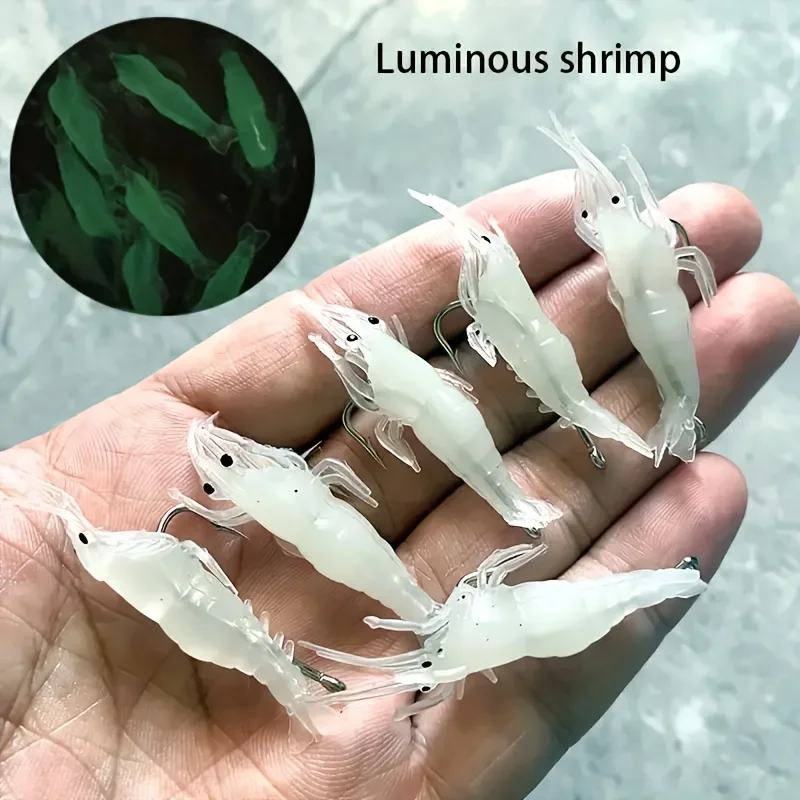 510/20pcs Goture กุ้งสําหรับน้ําจืดน้ําเค็ม,Luminous กุ้งเหยื่อชุด SHARP Hook และลูกปัด