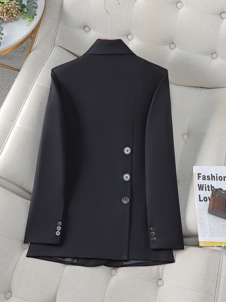 Blazer de manga larga para mujer, chaqueta Formal holgada, color rosa, negro y café, ropa de trabajo, Otoño e Invierno