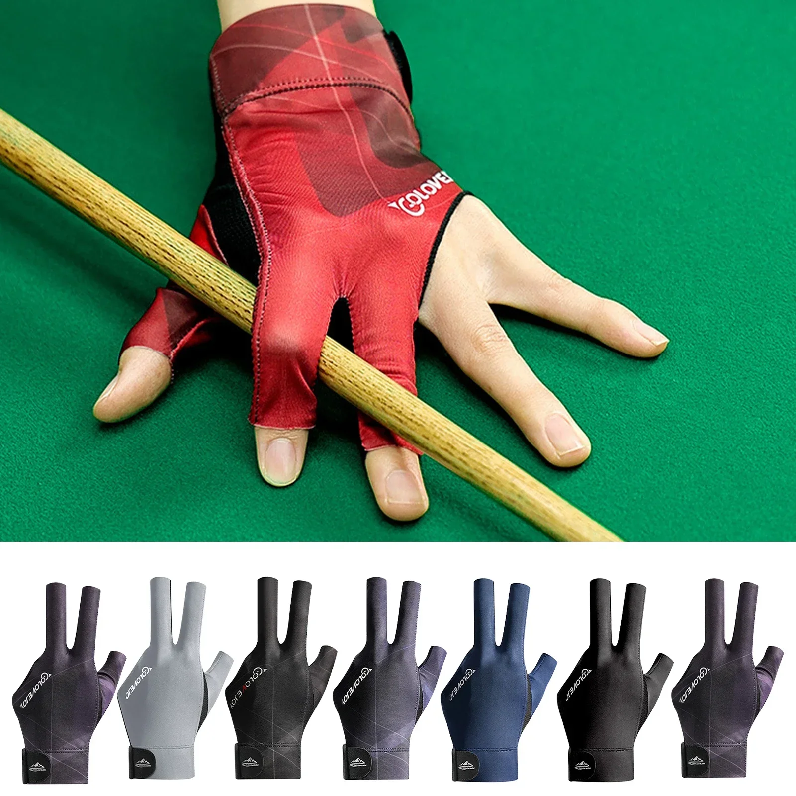1 Stück Billard-Handschuhe mit offenem Finger, atmungsaktives Polyester, Snooker-Pool-Handschuh, verstellbarer Aufkleber, glatt, weich, leicht, Amateurzug
