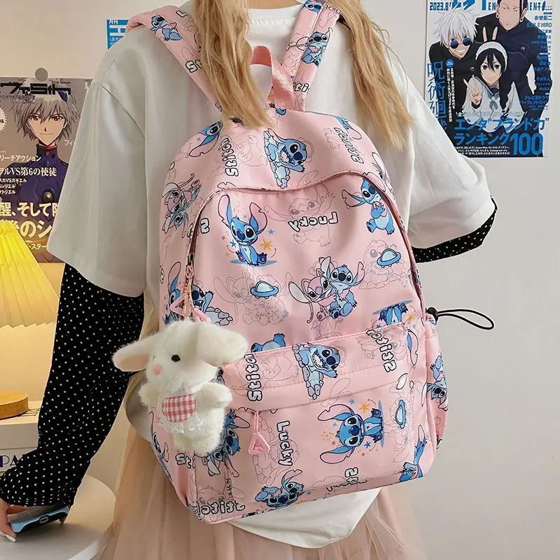 Disney cartoon women Stitch Backpack Cartoon Kids Bag Schoolbag Gift
