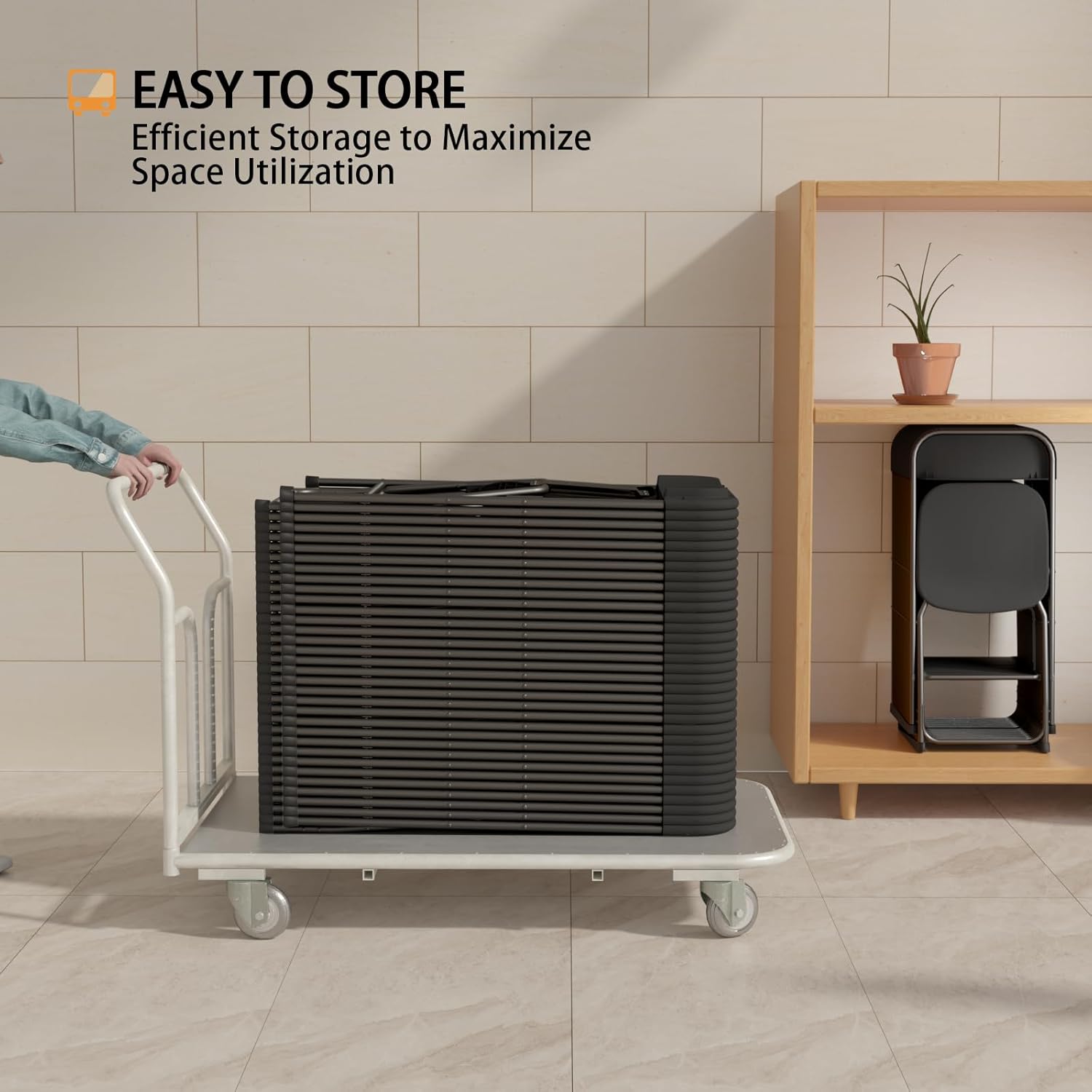 20 Pack Black Folding Chairs,Portable Party Chairs,Plastic Folding Chair,350lb Stackable Commercial Seats with Steel Frame