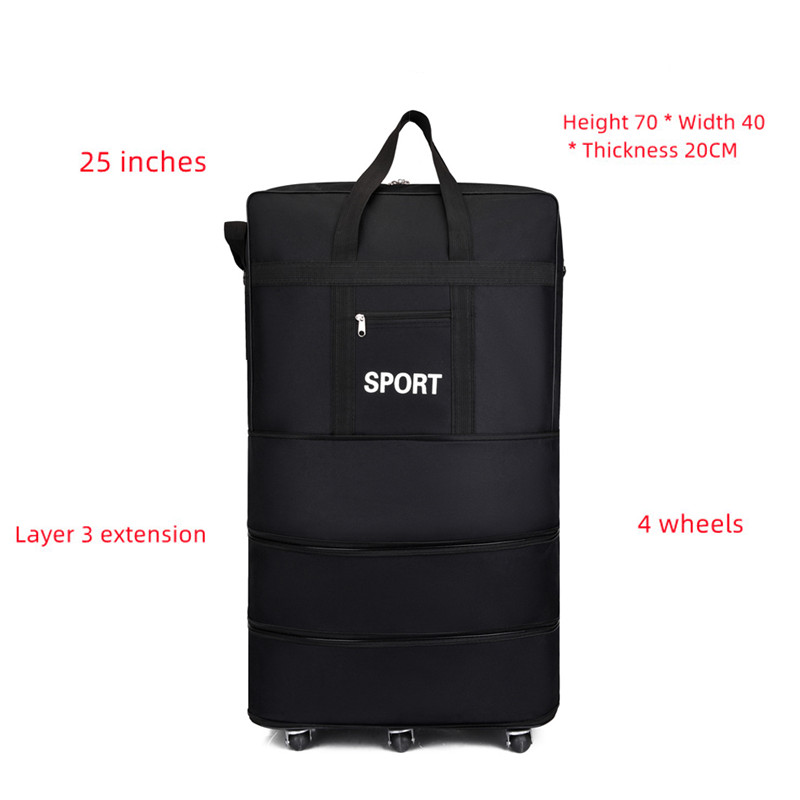 Luggage Bag With Wheels Expandable Folding Oxford Trolley Suitcase  Unisex Carrier Bag Weekend Trip Airplane Luggage Storage Bag