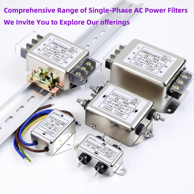 Filtro EMI de alimentación de CA monofásico CW4L2-10A-T/S CW4L2-20A-T/S para máquina de grabado láser CO2 serie T/S 115V/250V 20A 50/60HZ