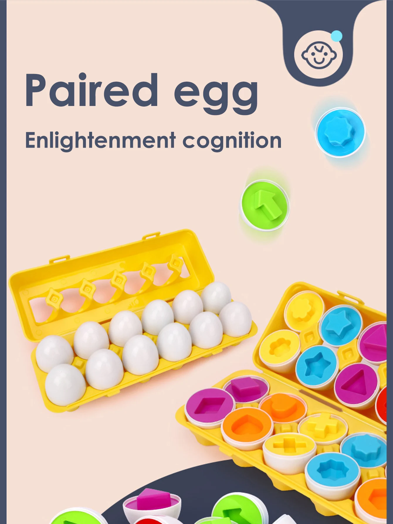 6 pezzi di uova intelligenti per bambini giocattoli educativi Montessori per bambini corrispondenza di forme di colore riconoscere l'apprendimento intelligente del bambino