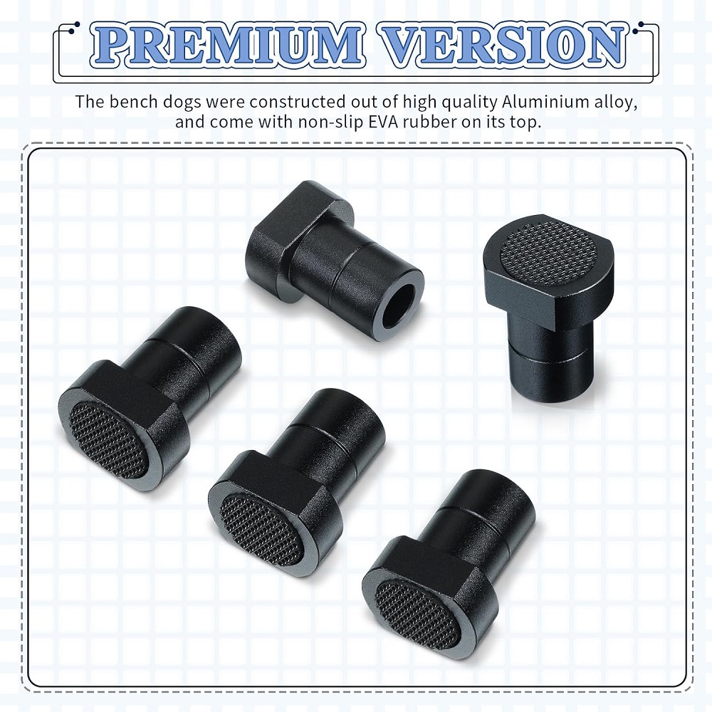 8 Pack Bench Dogs Bench Dog Clamp For 3/4 Inch Workbench Dog Hole With Non-Slip Pad Aluminum Alloy MFT stops (19mm)