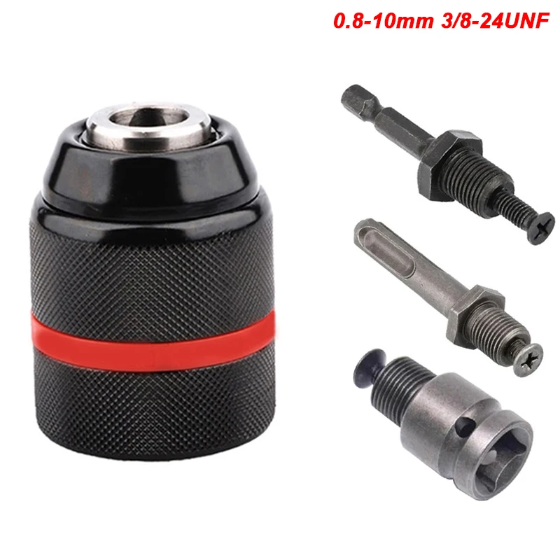 Bezkluczykowy metalowy uchwyt wiertarski z gwintem 0,8-10 mm, chwyt sześciokątny/SDS/kwadratowy adapter szybkiego uchwytu, uchwyt do wiertła śrubokrętowy i nasadka