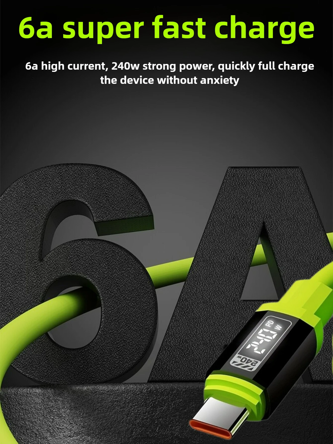 Universal Type C To Type C High Power Charger Cord 240W with Power Screen for Xiaomi Huawei OPPO VIVO IPhone 15 16 17 Samsung