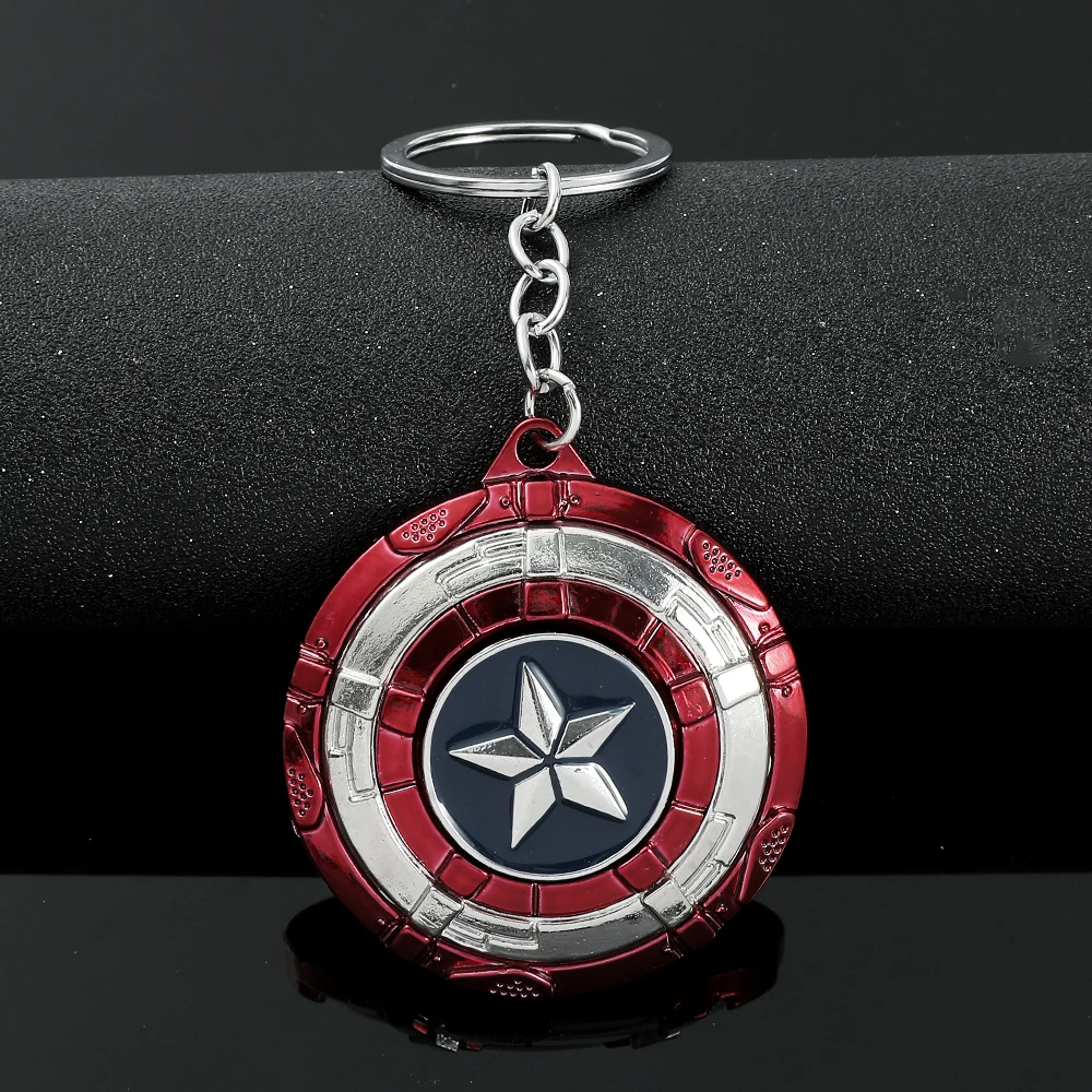 Marvel Captain America Schild-Schlüsselanhänger, lustig, drehbar, lindert Ängste, Spielzeug-Schlüsselanhänger, Avengers, Autotasche, Schlüsselhalter
