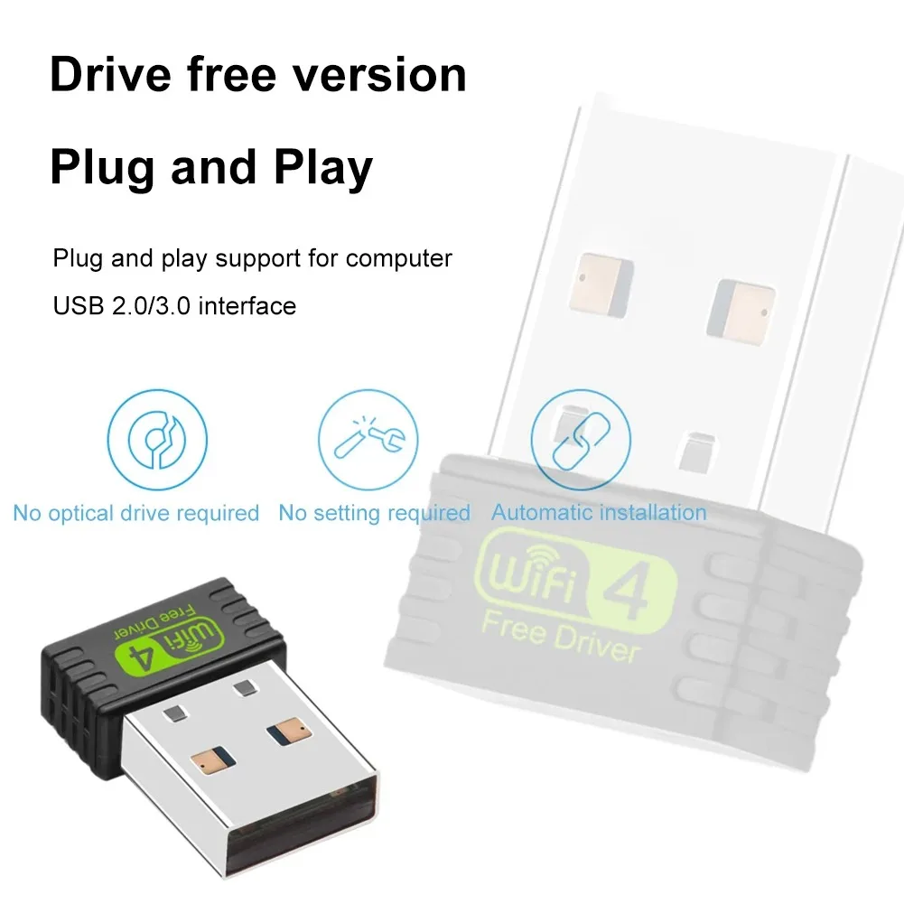 2.4GHz Wireless Network Card WIFI 4 USB Adapter Free Drive USB Ethernet wifi Dongle Lan Card Receiver for PC Laptop Desktop