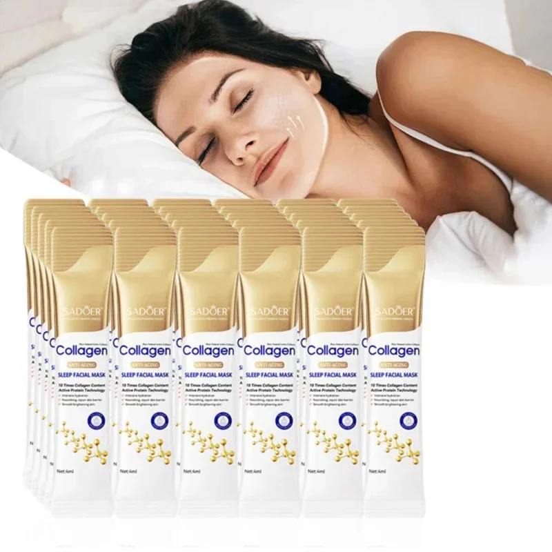 Máscaras faciais de colágeno para dormir, cuidados com a pele, hidratante, iluminador, firmador, hidratante, cuidados com a pele facial, 3/10/20/30 peças