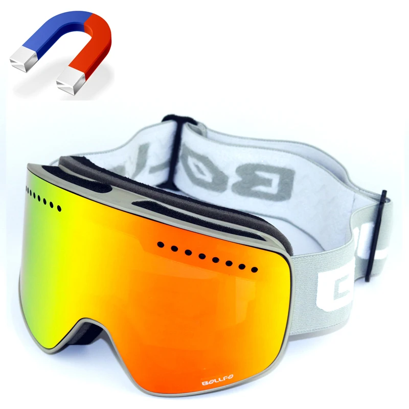 Óculos de esqui para esqui lente dupla magnética montanhismo óculos uv400 anti-nevoeiro óculos de esqui das mulheres dos homens máscara de snowmobile