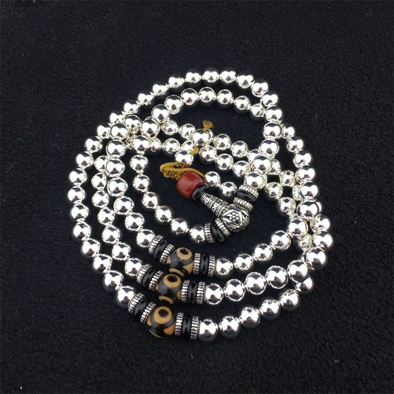 チベット男性の仏教数珠オリジナル数珠自己防衛ブレスレットレトロマルチサークル真鍮ネックレス瑪瑙 Dzi ビーズ