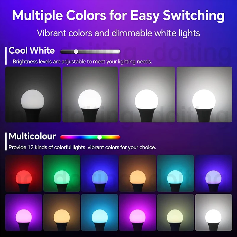 Luce che cambia colore B22 Tuya Bluetooth APP Controllo 220V Lampadine LED Dimmerabile RGB Bianco RGBCCT 16 milioni di vita intelligente