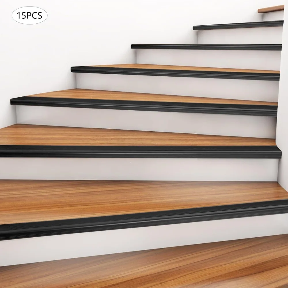 15 Pcs Stair Edging Protector Anti-Slip Edge Nosing Tread Strip PVC Self Adhesive Stair Step Edge Reducing Collisions