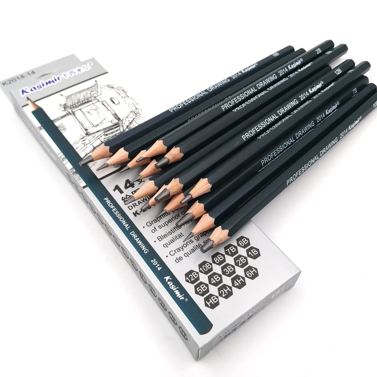 14 Teile/satz Zeichnung Skizze Bleistifte Set Holz Professionelle Kunst Liefert HB 2B 6H 4H 2H 3B 4B 5B 6B 10B 12B 1B Malerei Schreibwaren