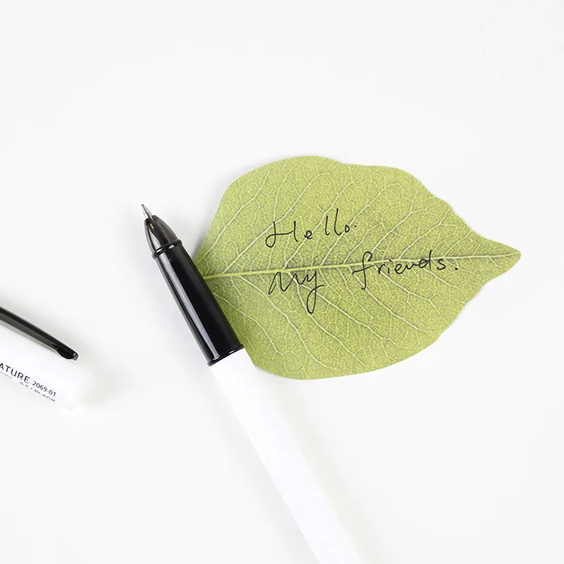 50 แผ่น Leaf Shape Sticky Note Pads น่ารัก Self-Adhesive Memo Notepad Kawaii โรงเรียนอุปกรณ์สํานักงานเครื่องเขียน